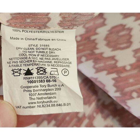 Tory Burch Long Sleeve Button Front Geometric Blouse Size 2 - Picture 6 of 6